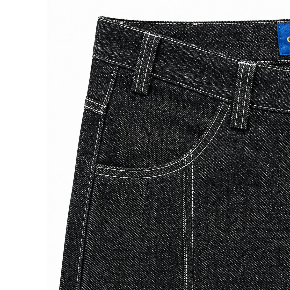 CALIGRAPHY RAW DENIM JORTS