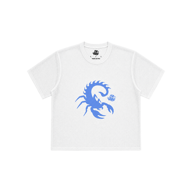 White/Blue Scorpion Mesh Jersey