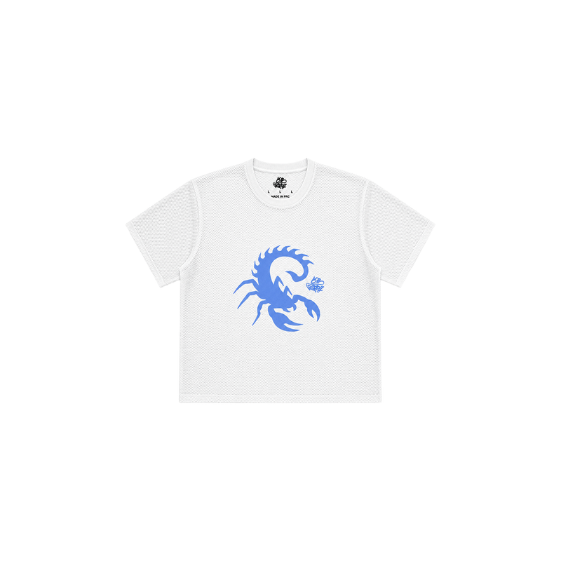 White/Blue Scorpion Mesh Jersey