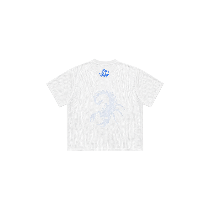 White/Blue Scorpion Mesh Jersey